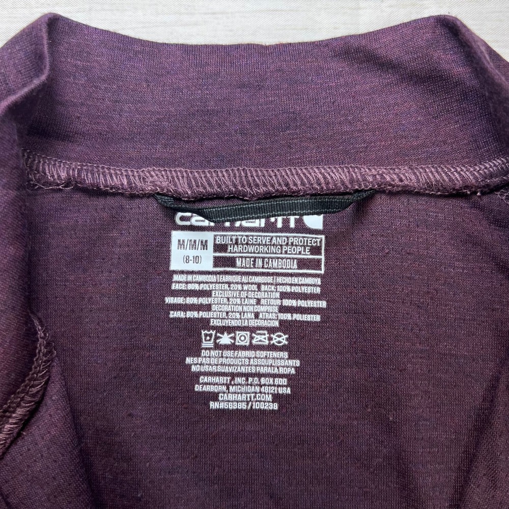 Carhartt Force Pullover Women Medium Purple Quarter Zip Base Layer Top - Picture 3 of 8